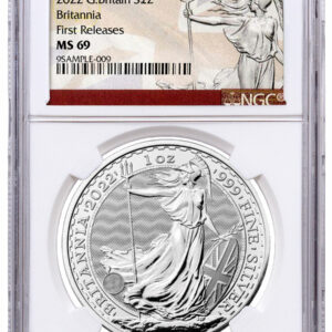 2022 Great Britain 1 oz Silver Britannia £2 Coin NGC MS69 FR Britannia Label