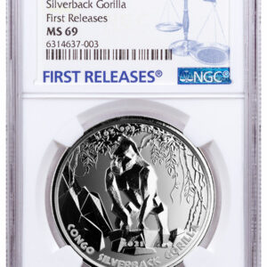 2021 Congo 1 oz Silver Silverback Gorilla Fr.500 Coin NGC MS69 FR
