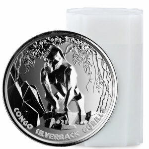 Roll of 20 - 2021 Congo 1 oz Silver Silverback Gorilla Fr.500 Coins GEM BU