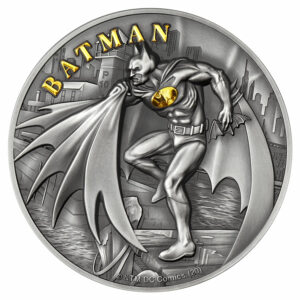2021 Cook Islands DC Comics - Batman 2 oz Silver Antiqued $10 Coin GEM BU OGP
