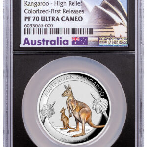 2020-P Australia Silver Kangaroo High Relief 1 oz Silver $1 Coin NGC PF70 UC FR With OGP Black Core Holder Opera House Label