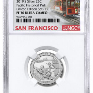 2019-S Silver War in the Pacific National Historical Park from Limited Edition Silver Proof Set Proof America the Beautiful Quarter NGC PF70 UC FR Trolley Label