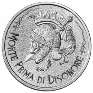 Intaglio Mint 2 oz Silver Round Morte Prima Di Disonore BU