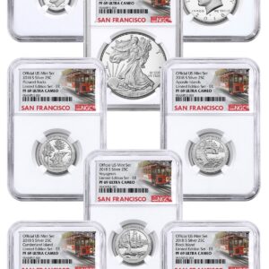 8-Coin Set - 2018-S U.S. Limited Edition Silver Proof Coins Set From Limited Edition Silver Proof Set NGC PF69 UC ER San Francisco Cable Car Label
