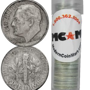 Roll of 50 - 1946-1964 Roosevelt Junk Silver Dimes Avg Circ