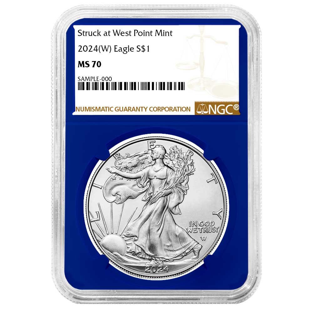 2024 (W) $1 1-oz American Silver Eagle NGC MS70 Brown Label Blue Core -  ModernCoinMart