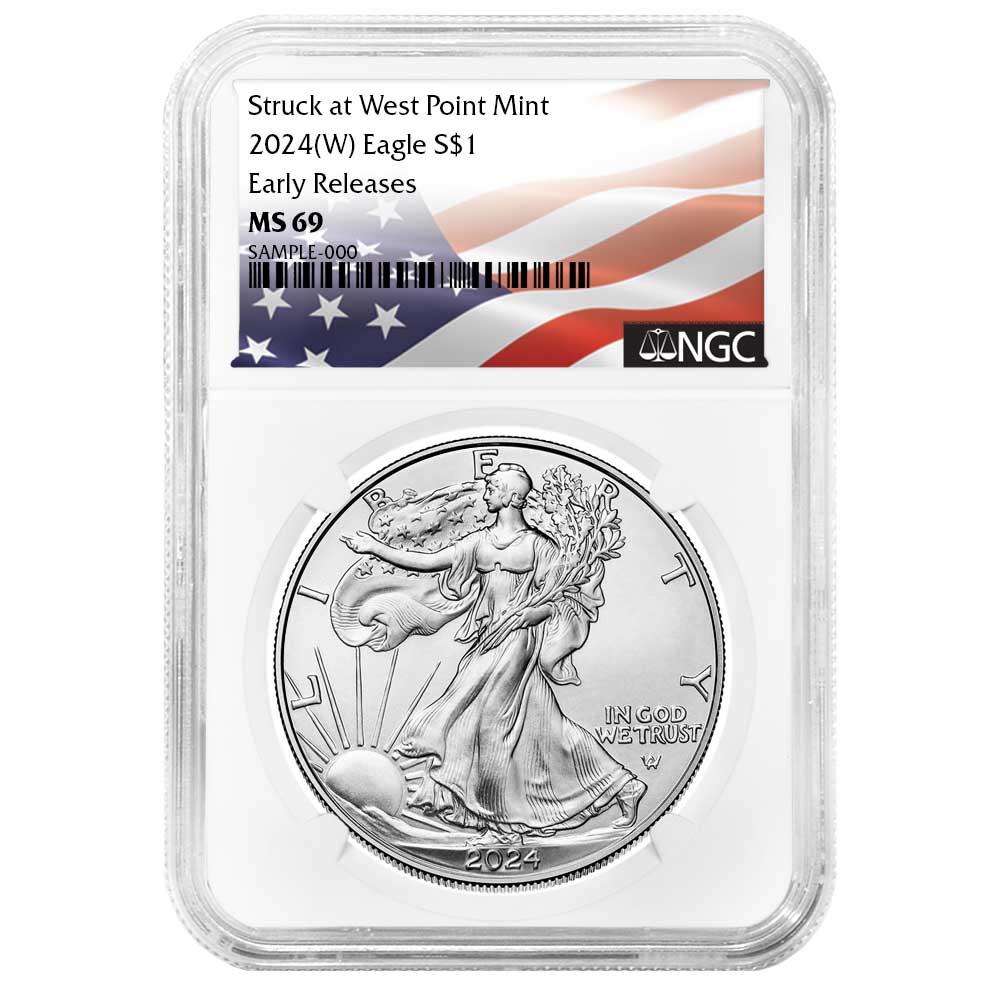 2024 (W) $1 1-oz American Silver Eagle NGC MS69 ER Flag Label