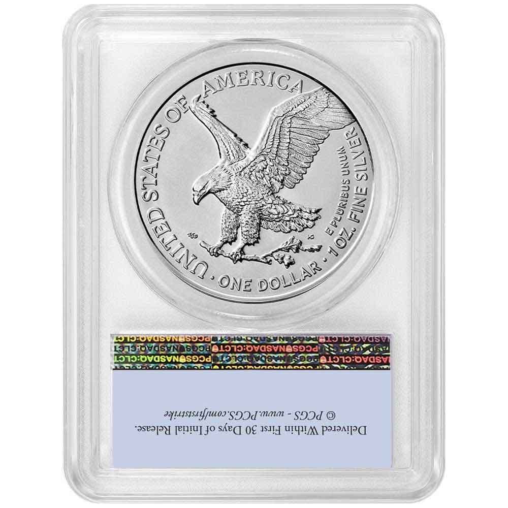 2021 American Silver Eagle Type 2 PCGS MS69 First Strike Flag Label