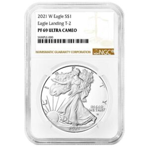 2021-W $1 1-oz T2 Proof American Silver Eagle NGC PF69UC Brown Label