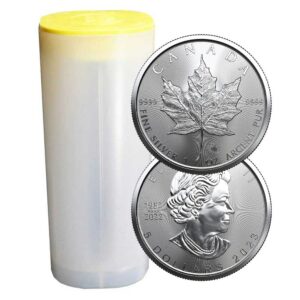Roll of 25 -Canada 2023 $5 1 oz Silver Maple Leaf Coin BU