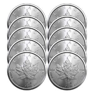 Lot of 10 - Canada 2023 $5 1 oz Silver Maple Leaf Coin GEM BU