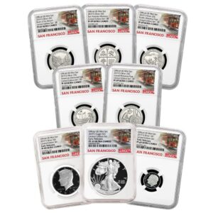 8-Coin Set - 2019-S U.S. Limited Edition Silver Proof Coins Set NGC PF69 UC ER San Francisco Cable Car Label