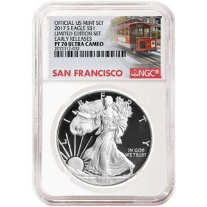 2017-S Proof American Silver Eagle From Limited Edition Silver Proof Set NGC PF70 UC ER Trolley Label