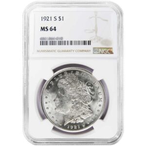 1921-S Morgan Silver Dollar NGC MS64 Brown Label