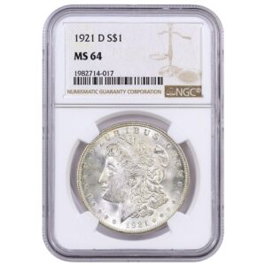 1921-D Morgan Silver Dollar NGC MS64