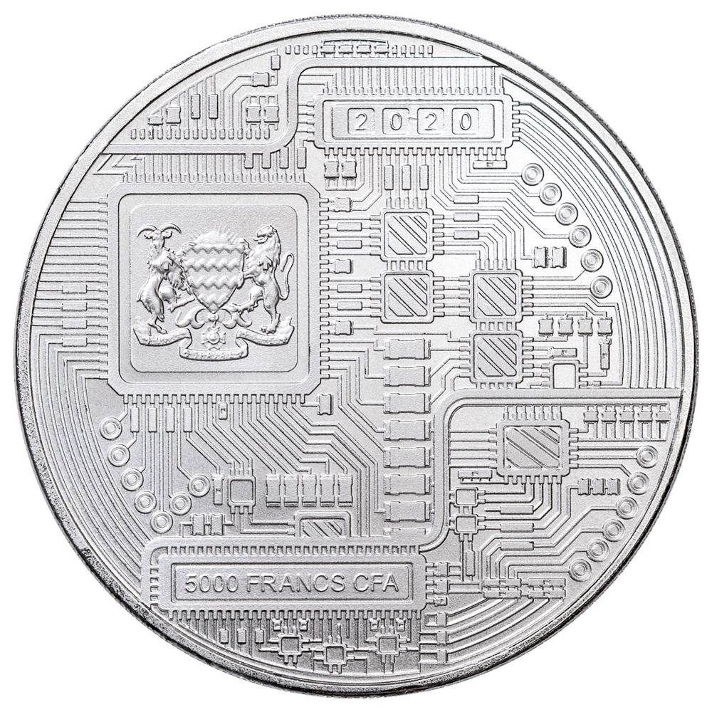 2020 Republic of Chad 5,000 CFA 1 oz Silver Litecoin Coin GEM BU