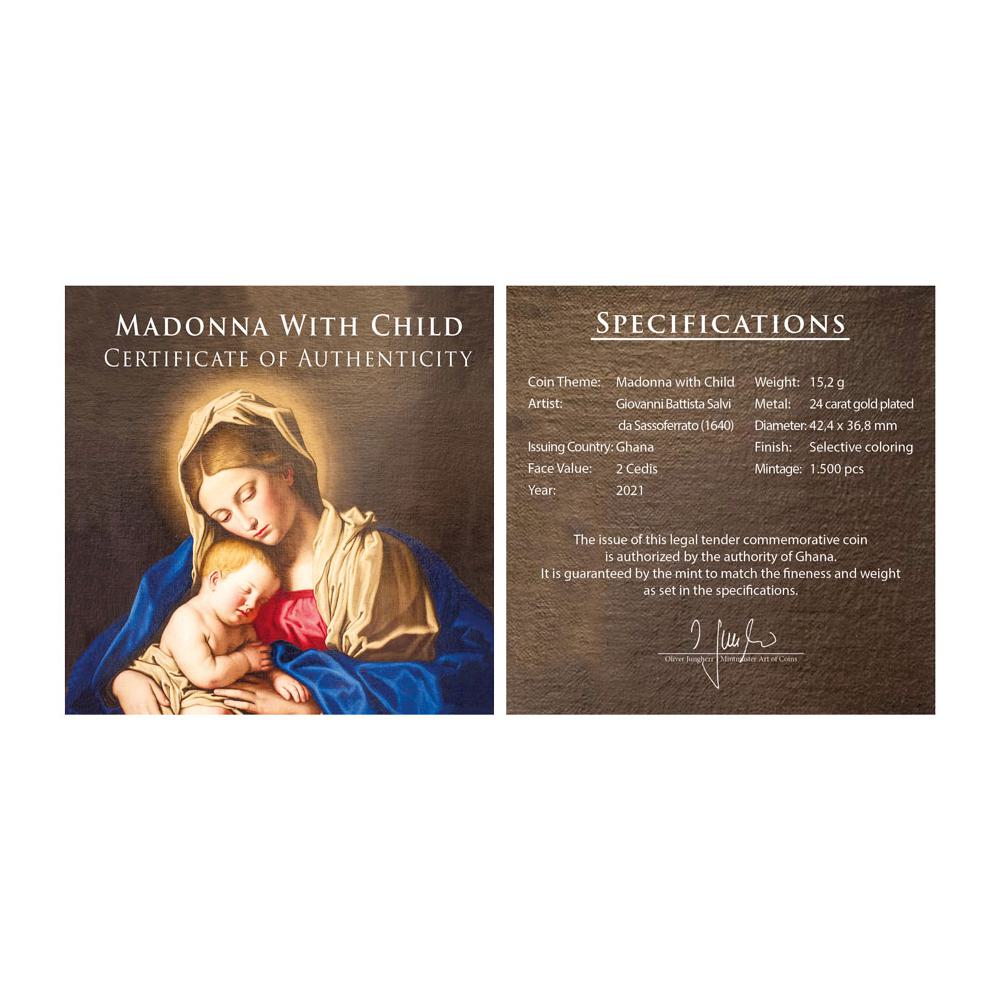 2021 Ghana Madonna & Child CuNi Colorized BU GH¢2 Coin GEM BU