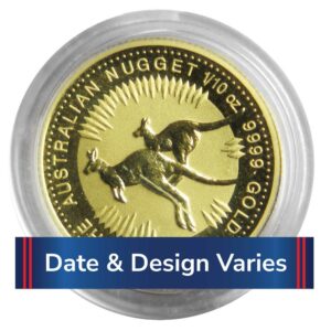 $15 Australian Gold Nugget Kangaroo 1/10 oz .9999 Fine Gold Random Date