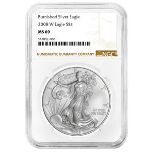 2008-W $1 1-oz Burnished American Silver Eagle NGC MS69 Brown Label
