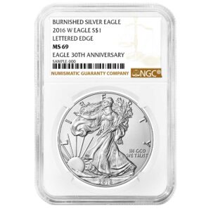 2016-W $1 1-oz Burnished American Silver Eagle NGC MS69 Brown Label