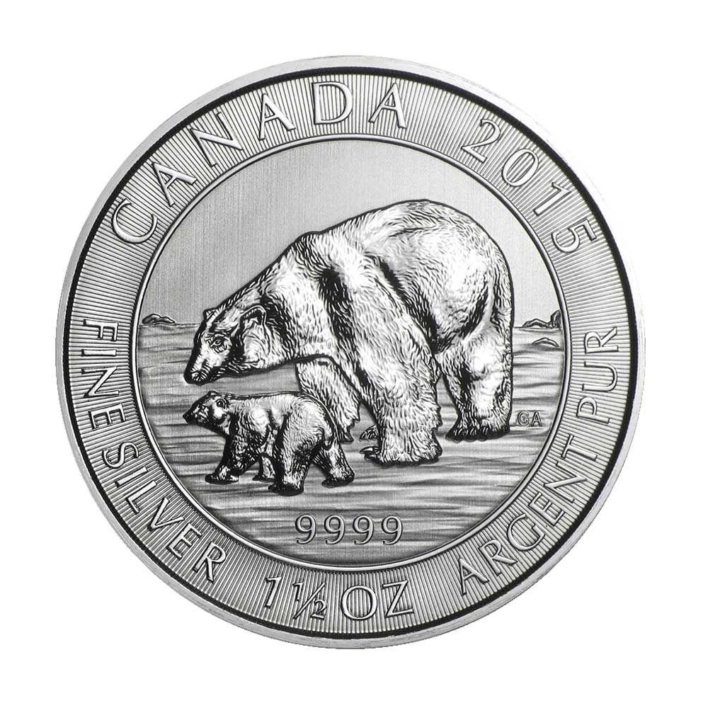 Canada 2015 $8 1.5-oz Silver Polar Bear and Cub .9999 Fine GEM Brilliant Uncirculated