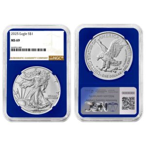2025 $1 1oz American Silver Eagle NGC MS69 Brown Label Blue Core