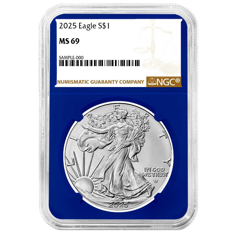 2025 $1 1oz American Silver Eagle NGC MS69 Brown Label Blue Core