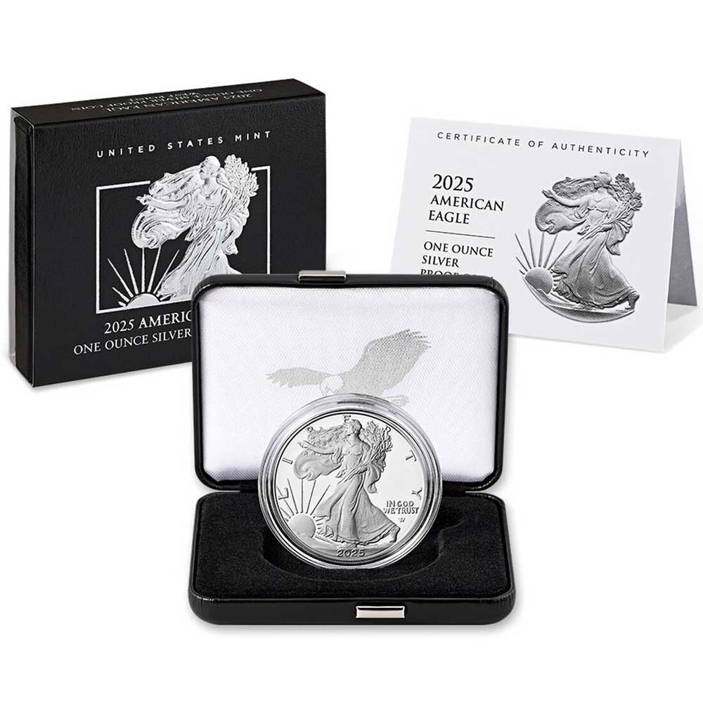 2025-W $1 1-oz Proof American Silver Eagle Box, OGP, & COA