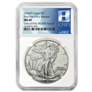 2024 (P) $1 1-oz American Silver Eagle First Star Privy Releases One of First 50,000 NGC MS69 8th ERA Label