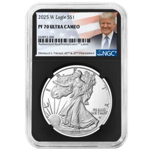 2025-W $1 1-oz Proof American Silver Eagle NGC PF70UC Trump Label Retro Core