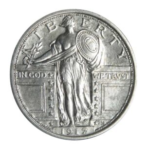 1917 Type 1 Standing Liberty Quarter AU/BU Details 90% Silver Coin