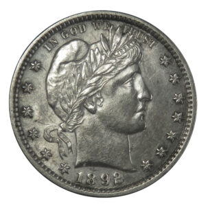1892 1st Year Higher Grade Barber Quarter 90% Silver