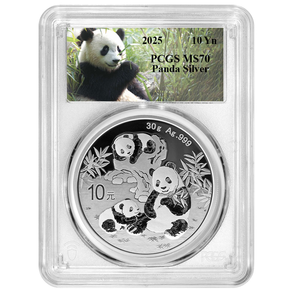 China 2025 ¥10 30-g Silver Panda .999 PCGS MS70 Panda Label - ModernCoinMart