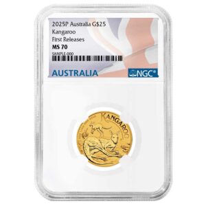 Australia 2025 $25 1/4-oz Gold Kangaroo NGC MS70 FR Australia Label