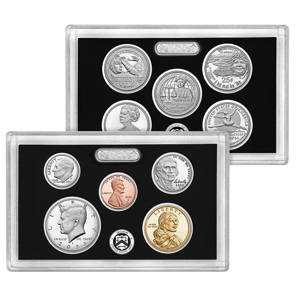 A silver proof set is displayed in a box from ModernCoinMart