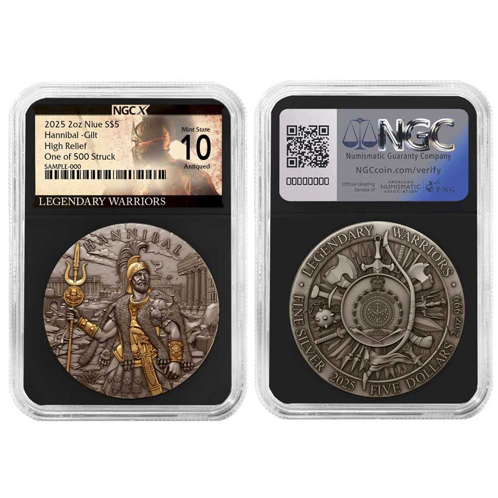 2025 2-oz Hannibal High Relief Silver Antiqued & Gold Gilded NGCX