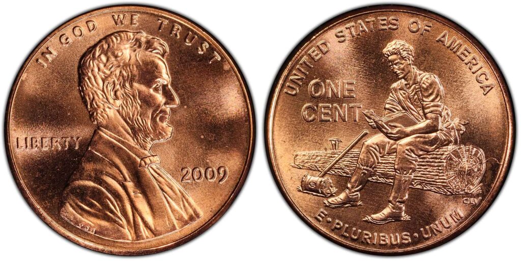 The reverse and obverse sides of a 2009 Lincoln Bicentennial cent