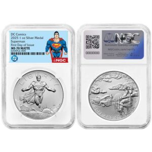 2025 1-oz Superman DC Comics Silver Medal NGC MS70 FDI Superman