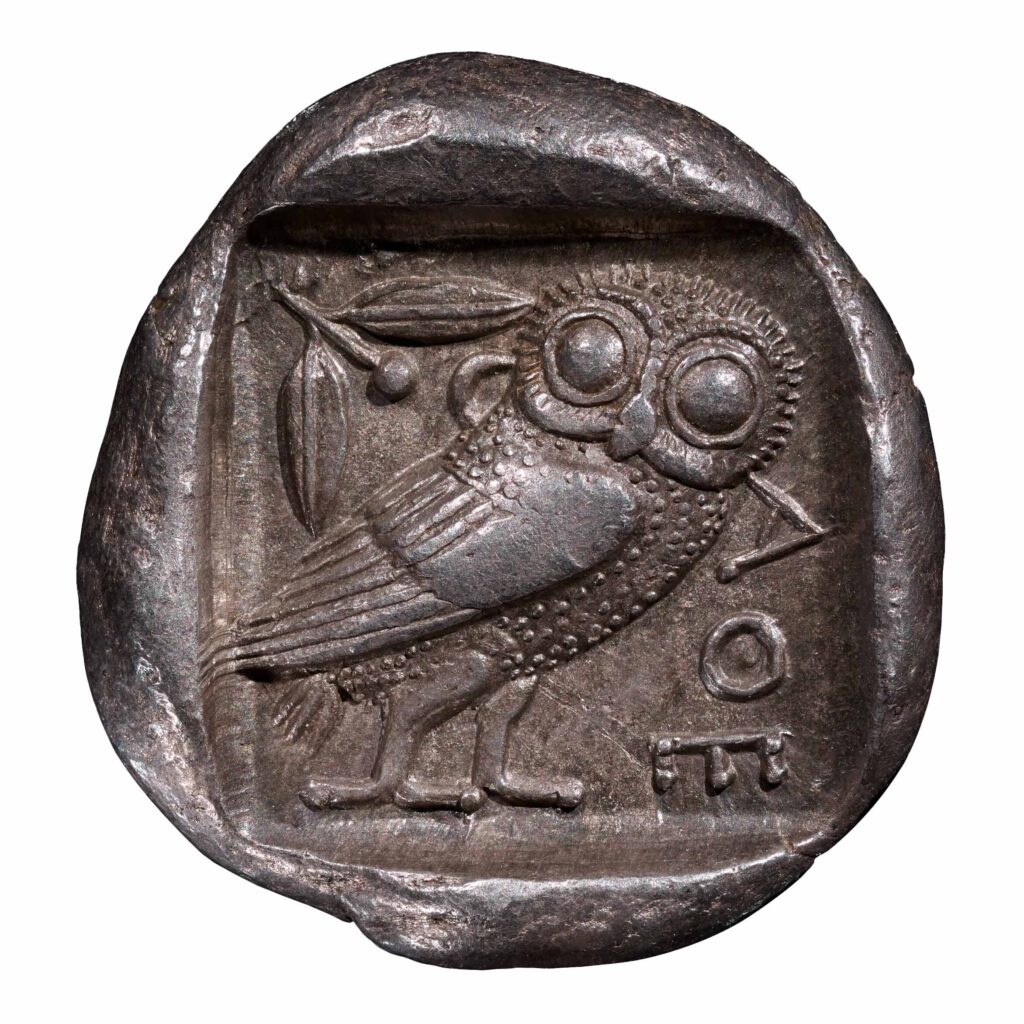 Obverse side of Tetradrachm of Athens Coin