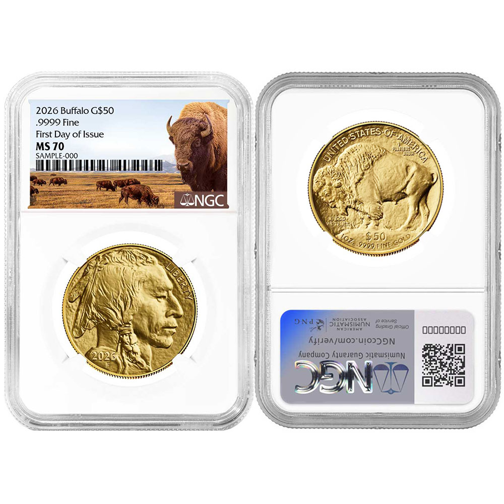 2026 $50 1-oz American Gold Buffalo NGC MS70 FDI Buffalo Label ...