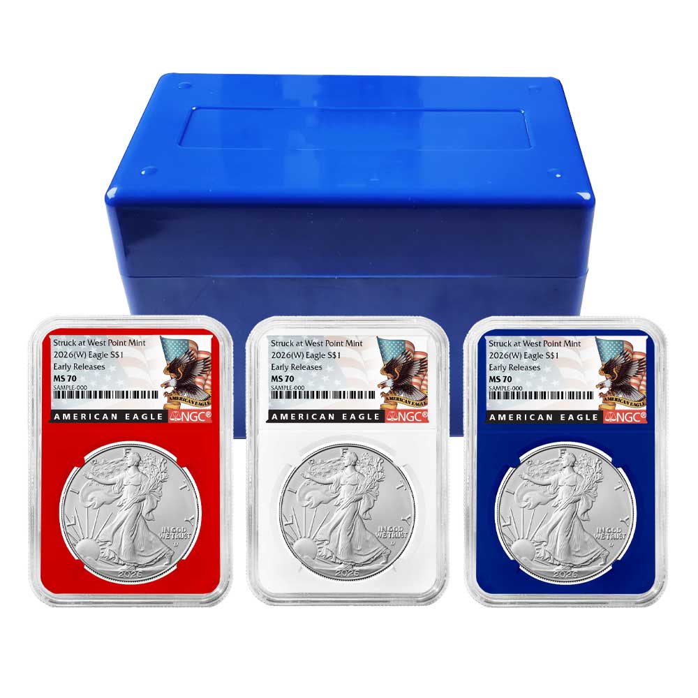 3pc Set - 2026 (W) $1 1-oz American Silver Eagle NGC MS70 ER Black