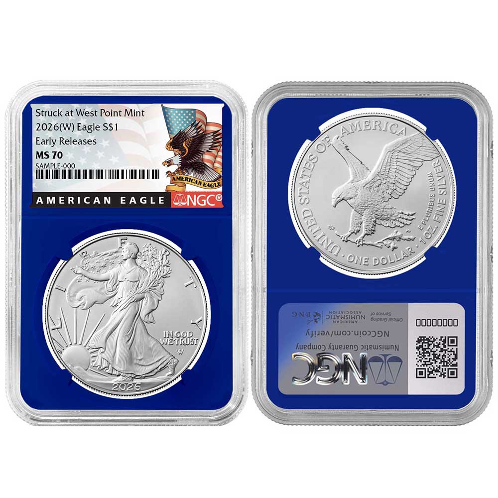 3pc Set - 2026 (W) $1 1-oz American Silver Eagle NGC MS70 ER Black