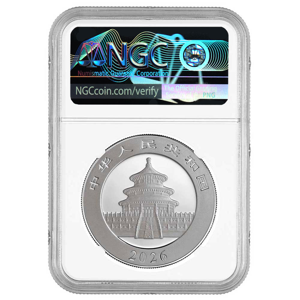 China 2026 ¥10 Silver Panda NGC MS70 FR Panda Label - ModernCoinMart