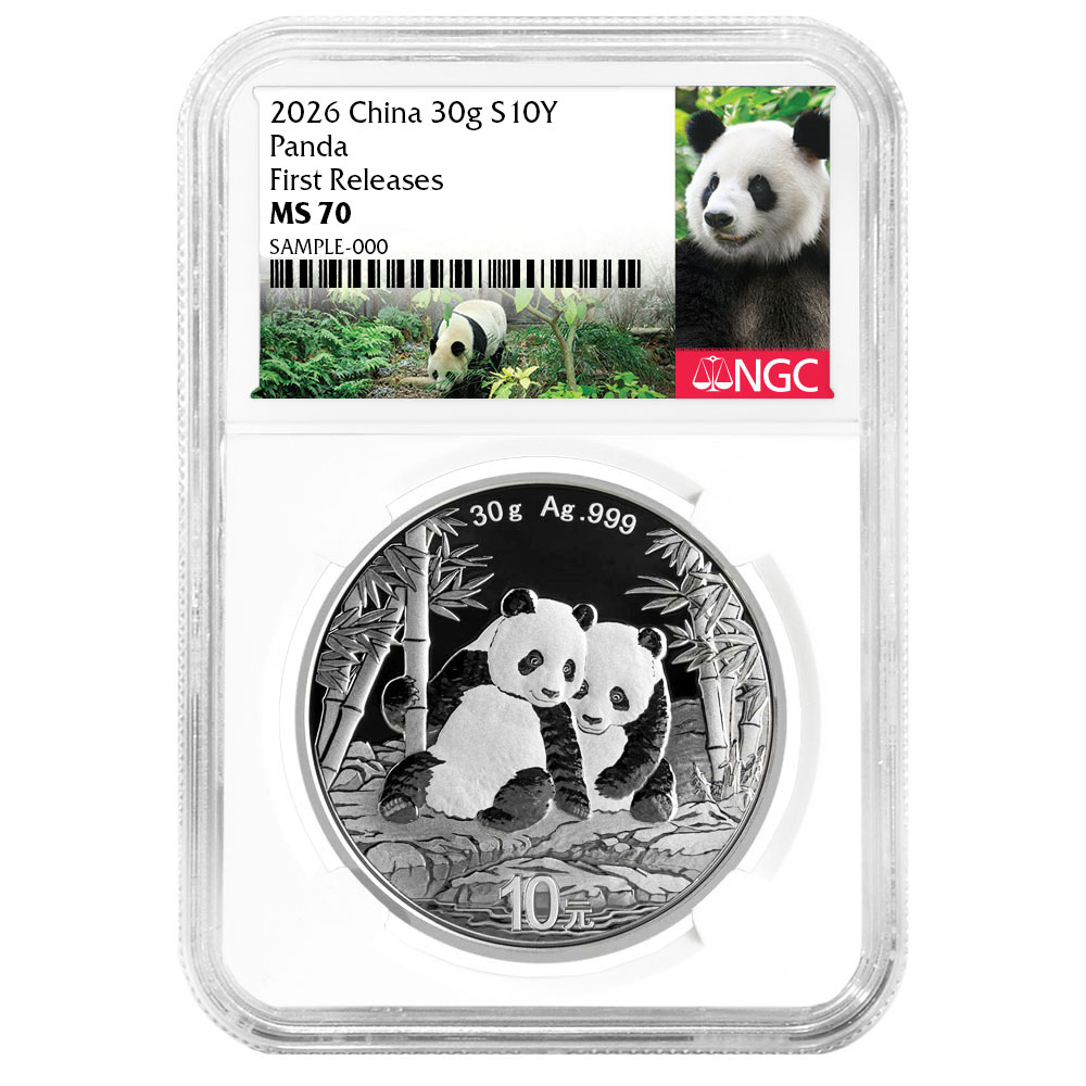 China 2026 ¥10 Silver Panda NGC MS70 FR Panda Label - ModernCoinMart