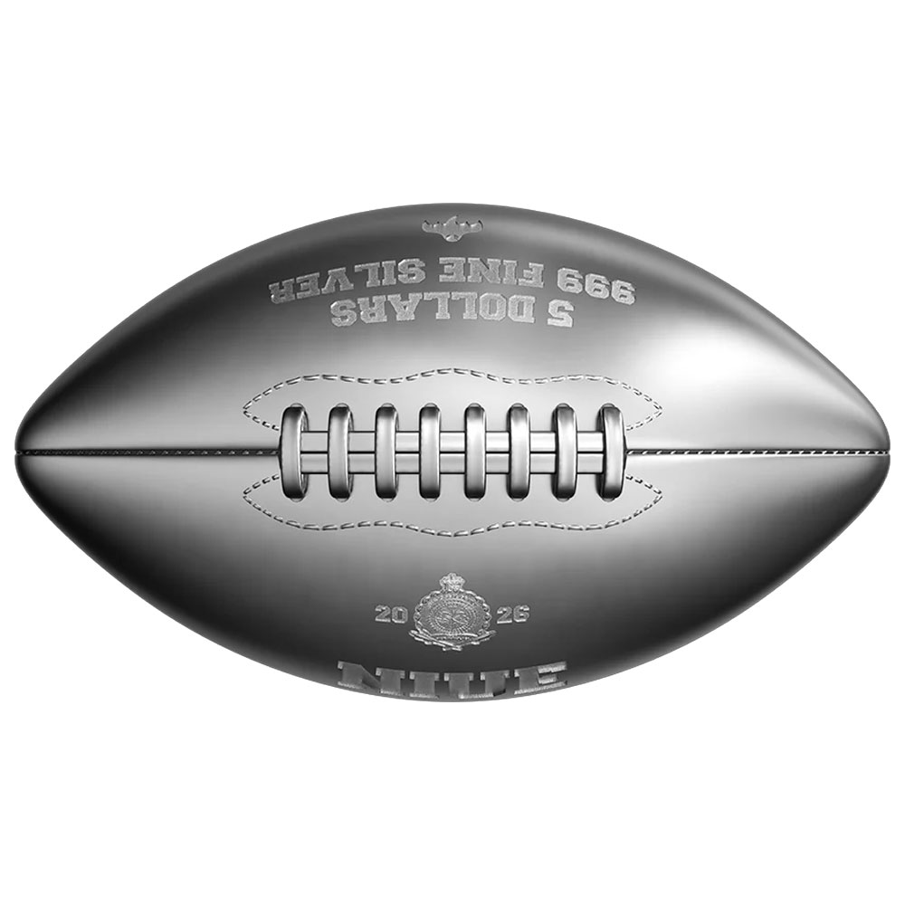 Niue 2026 $5 3D American Football 999 Fine Silver 2 oz Mintage of 1000