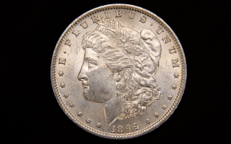 An image of a 1896 Morgan Silver Dollar. One of the US Mints most popular Coins and bullion.
