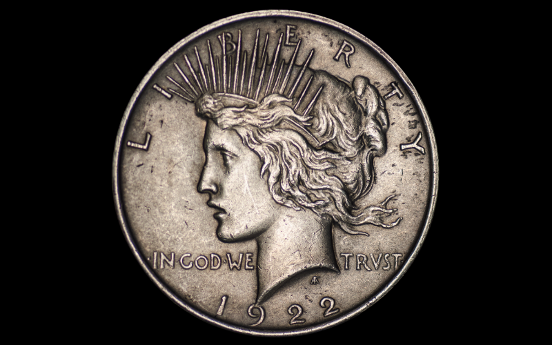 An image of a 1922 Peace Silver Dollar. One of the US Mints most popular Coins and bullion.
