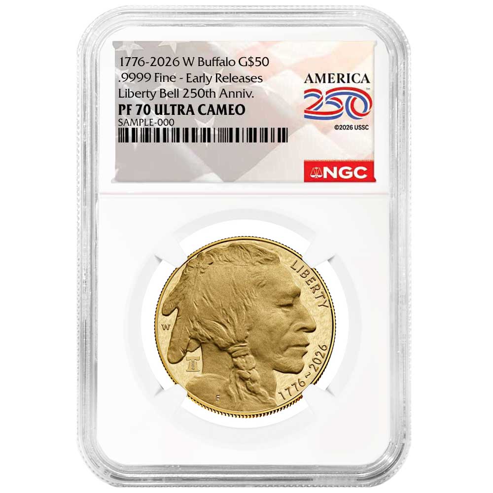 Presale - 2026-W $50 1-oz Proof American Gold Buffalo NGC PF70 ER American 250th Anniversary Label
