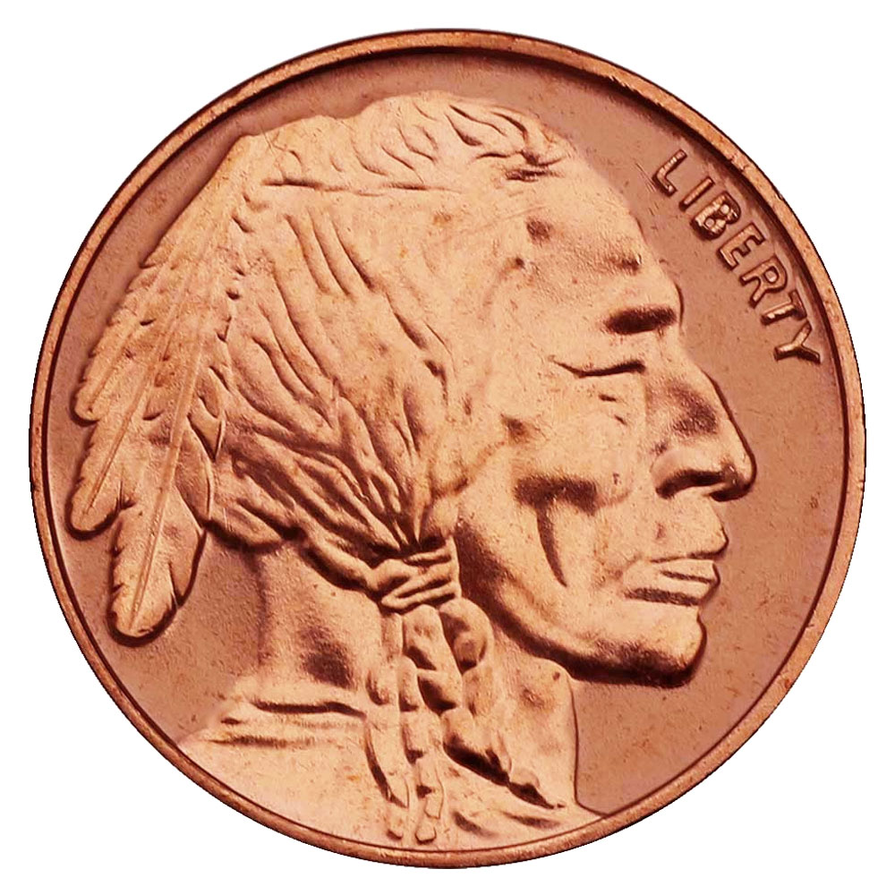 1 AVDP oz Buffalo .999 Fine Copper Round