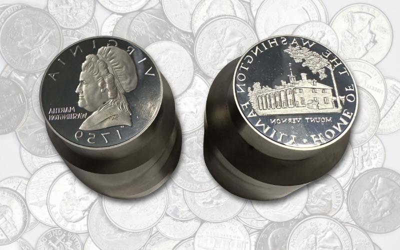 An Image of a Coin Die with an obverse and reverse